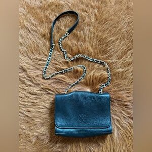 Tory Burch Black Pebbled Leather Crossbody Bag